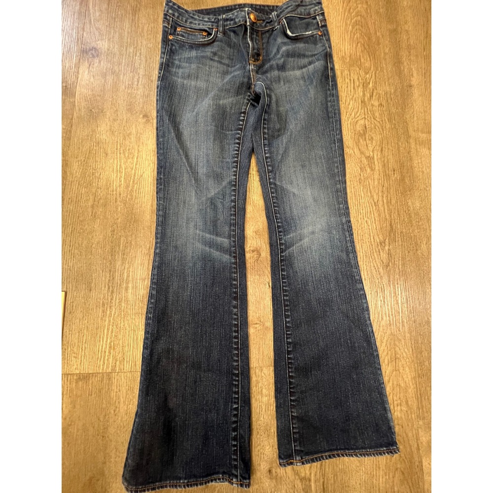 Buffalo David Bitton Womens Blue Flare Jeans Medium Wash Embroidered Size 30